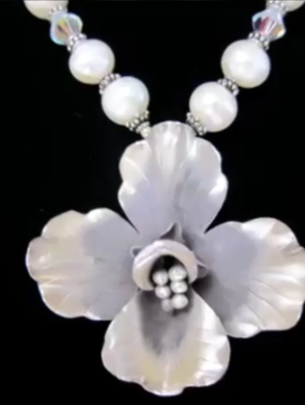 Handcrafted HillTribe/Bali SS/Freshwater Pearl Pendant Statement Necklace